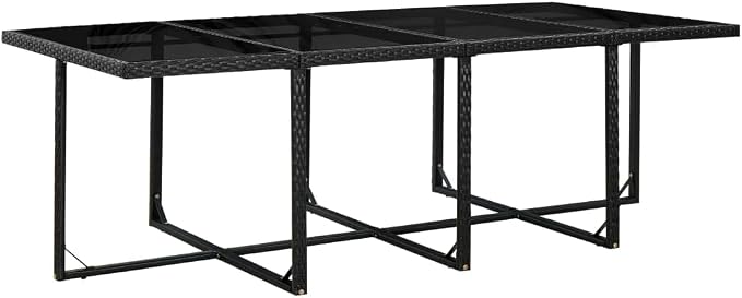 13 Piece Poly Rattan Patio Dining Set with Cushions, 1 Table 8 Chairs 4 Stools, Black Powder-Coated Steel Frame, Glass Top, Water-Repellent Cushions for Outdoor Garden