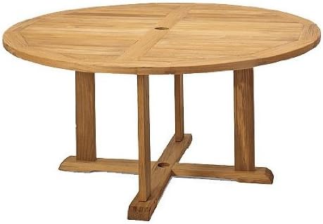 6 Seater Grade-A Teak Wood 7 Pc Dining Set 60" Round Dining Table & 6 Arbor Stacking Armless Chairs #TSDSAB56