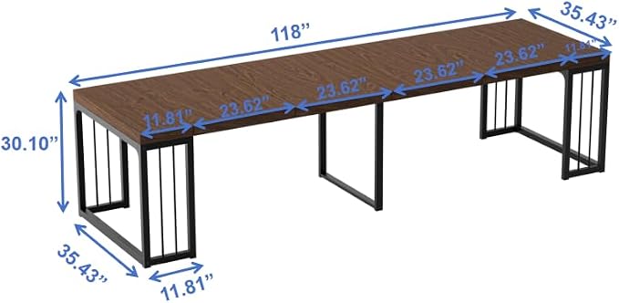 Lasageldar 118" Extendable Dining Table for 10 People, Modern Space Saving Wood Dinner Table for Kitchen Dining Living Room Outdoor Patio (Walnut Brown)