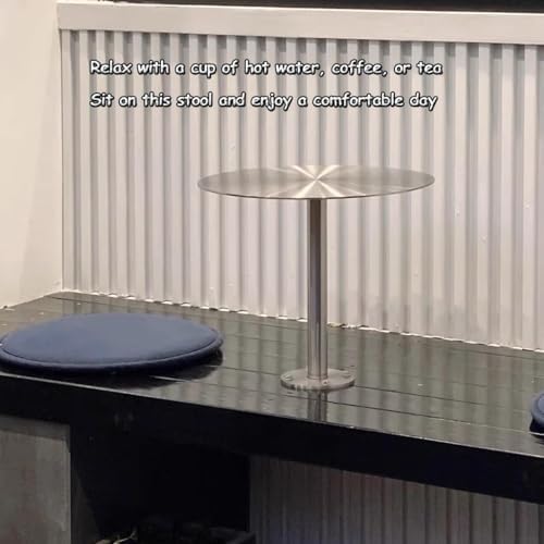 Modern Wall Mounted Small Round Stainless Steel Tray Table - Space-Saving Cafe Side Desk & Pub Bar End Table for Indoor/Outdoor Use (1.64ft)