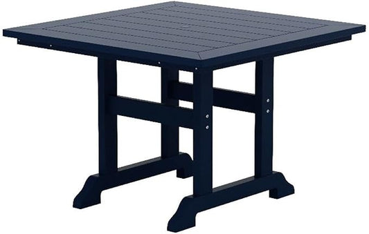 Costaelm Square Outdoor Dining Tables, 43'' Patio Table with Umbrella Hole for 4 Person, Balcony Outdoor Buffet Porch for Outside Lawn Porch Bistro Furniture, Navy Blue