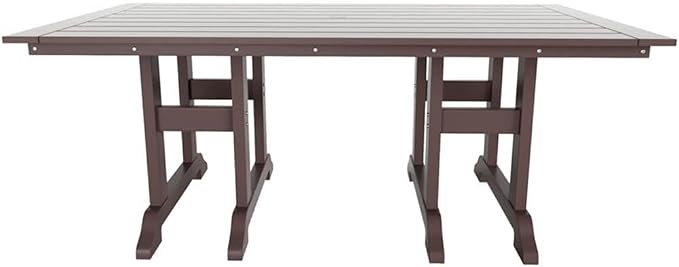 Costaelm Rectangle Outdoor Dining Tables, 71'' Patio Table with Umbrella Hole for 6 Person, Balcony Outdoor Buffet Table, Porch Tables for Outside Lawn Porch Bistro Furniture, Dark Brown
