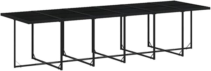 Afuera Living Contemporary Rattan Patio Dining Set, Black/Cream White, 16-Seater, UV-Resistant PE Rattan with Powder-Coated Steel Frame, Garden Table and Chairs, Cushioned Outdoor Furniture for Patio