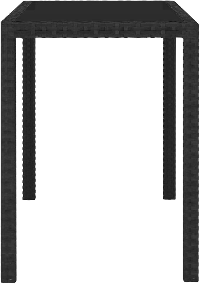 5 Piece Rattan Outdoor Dining Set with Cushions, Black Patio Furniture Set with 1 Table, 2 Chairs, 2 Stools, and 6 Cushions