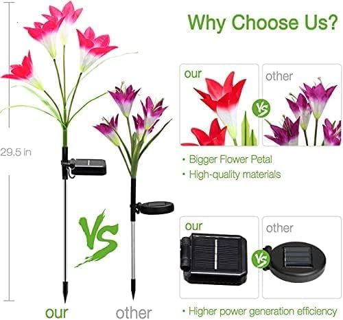 SOLARBABY Solar Lights Outdoor - Lily Flower Solar Garden Lights, 4 Pack Lights Outdoor Waterproof Multicolor Changing LED Flower with Bigger Lily for Patio Yard Pathway Balcony Outdoor Décor