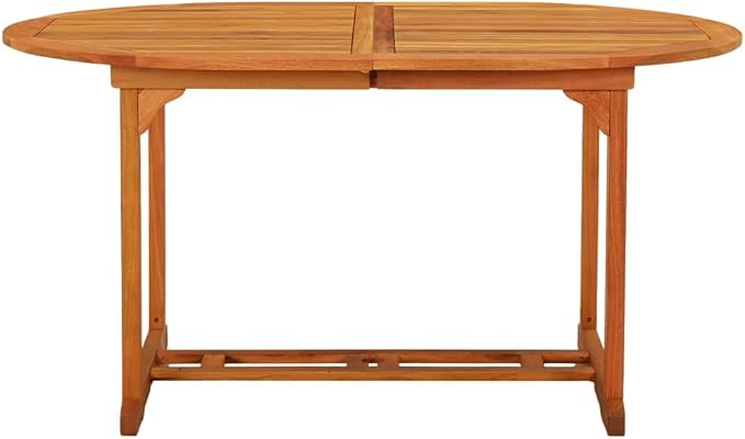 Solid Eucalyptus Wood Patio Table with Umbrella Hole 78.7x39.4x29.5 Inches Extendable Outdoor Dining Table for Garden, Deck, Backyard