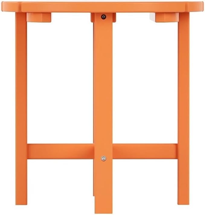 Costaelm Round Outdoor Side Tables, Adirondack Patio Tables for Outside, HDPE Patio End Table Weather Resistant, Balcony Table for Pool, Seaside, Backyard, Porch, Indoor Companion, Orange