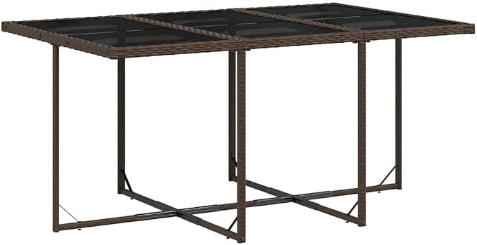 11 Piece Garden Dining Set, Rectangular Outdoor Patio Table with 10 Comfortable Seats, Weather Resistant PE Rattan Furniture for Backyard, Balcony and Deck, Brown