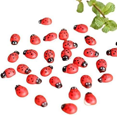Art&Beauty 100pcs Self-Adhesive Mini Ladybugs Wooden Ladybug Shaped Sticker