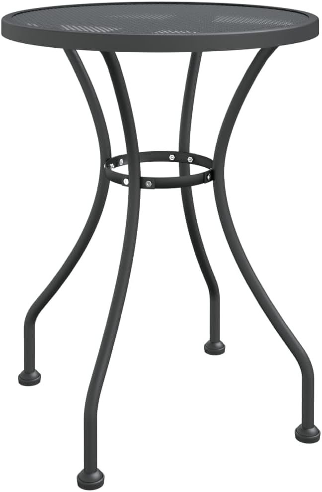 5 Piece Patio Dining Set Expanded Metal Mesh Anthracite Outdoor Metal Table and 4 Folding Chairs with E-Coating Finish for Garden, Deck, Backyard Dining Furniture Set