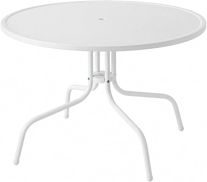 White Dining Table for Outdoor Settings, Modern Design, Durable Material, Weather-Resistant, Sturdy Construction, Suitable for Patio, Garden