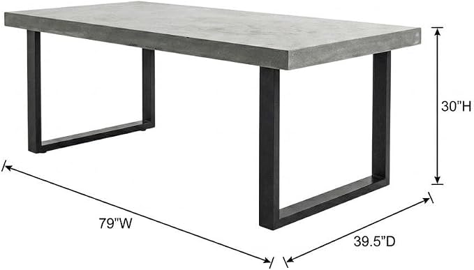 Outdoor EscapeGray Cement Top Outdoor Dining Table for Six, Concrete Surface, Modern Design, Weather-Resistant, Garden and Backyard Use