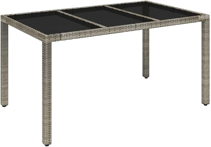 Afuera Living Contemporary 5 Piece Patio Dining Set, Weather-Resistant PE Rattan, Powder-Coated Gray Finish, Modular Design, Cushioned Seats, Rectangular Garden or Terrace Furniture for Outdoor Dining