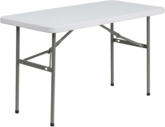 24" W x 48" D x 29" H Plastic Folding Utility Heavy Duty Table | Indoor Outdoor Dining Kitchen Wedding Market Events Camping BBQ