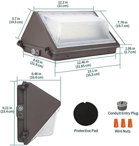 LED Wall Pack with Dusk-to-Dawn Photocell, 60W 7800lm 5000K 100-277V IP65 Waterproof Outdoor Wall Light Fixture, 150-200W HPS/MH Replacement, ETL/cETL Listed (Pack of 3)