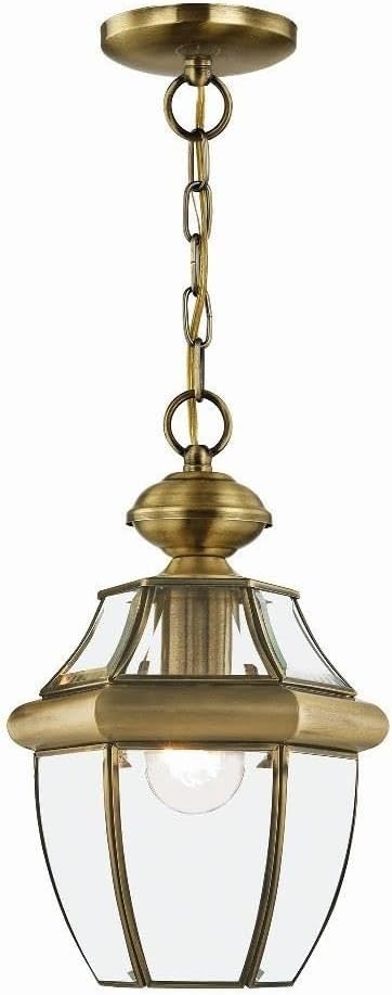 Livex Lighting 2152-01 1-Light Outdoor Hanging Lantern, Antique Brass