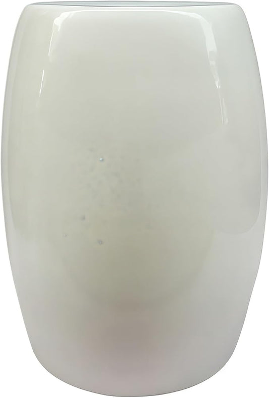 Decorative Ceramic Garden Stool, Hand-Crafted Outdoor Side Table, Shoe Changing Drum Stool for Patio, Living Room Accent Furniture(White 5)