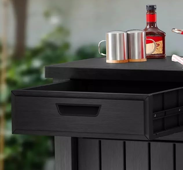 Generic Enhance Your Outdoor Space with The Outdoor Grill Table with Storage Cabinet in Graphite Gray. Perfect for Grilling, Entertaining, and Storage Needs, X-Large