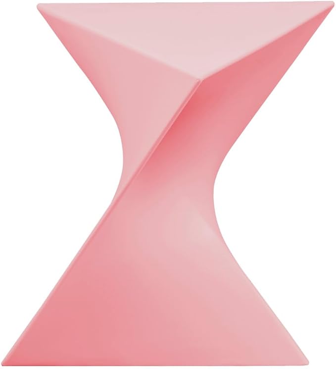 LeisureMod 15.75" Triangular Side Table, Stackable Plastic Accent End Table for Indoor & Outdoor Use, Weather-Resistant Modern Patio & Living Room Table, Set of 2, Pink