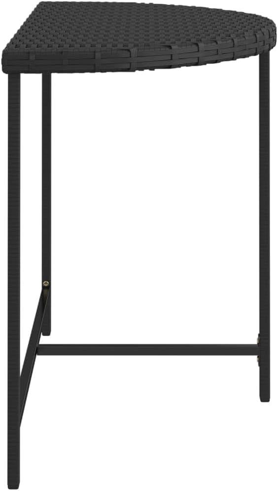 Wicker Half-Moon Patio Table, Half-Round Rattan Bistro Table, Black 39.4"x19.7"x29.5" Poly Rattan, -282