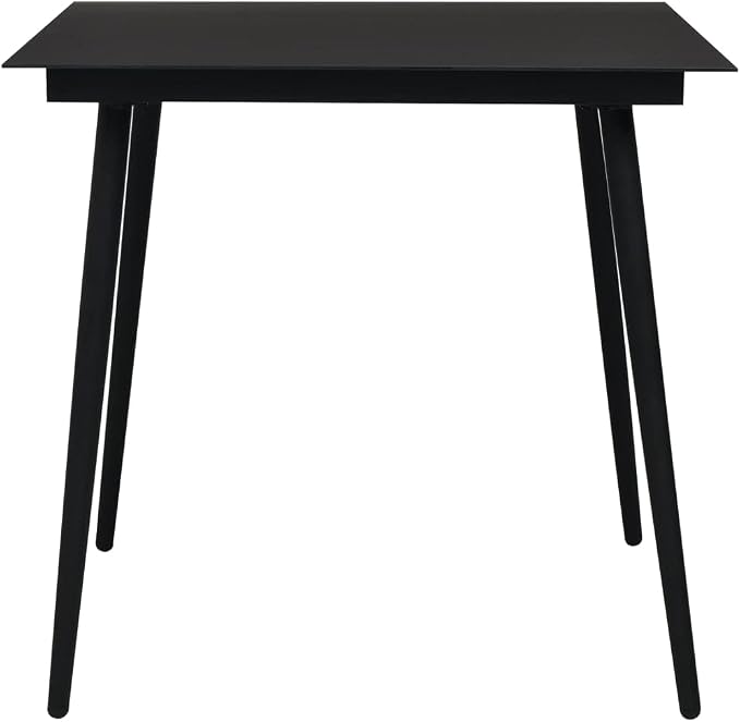 5 Piece Patio Dining Set Cotton Rope and Steel Black Outdoor Patio Furniture Set with Tempered Glass Table for Garden Backyard Deck Kitchen Dining Room