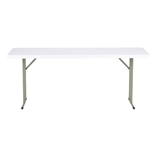 Norwood Commercial Furniture 6' Indoor/Outdoor Folding Training Table, Rectangular Blow-Molded Plastic Folding Training and Event Table, White