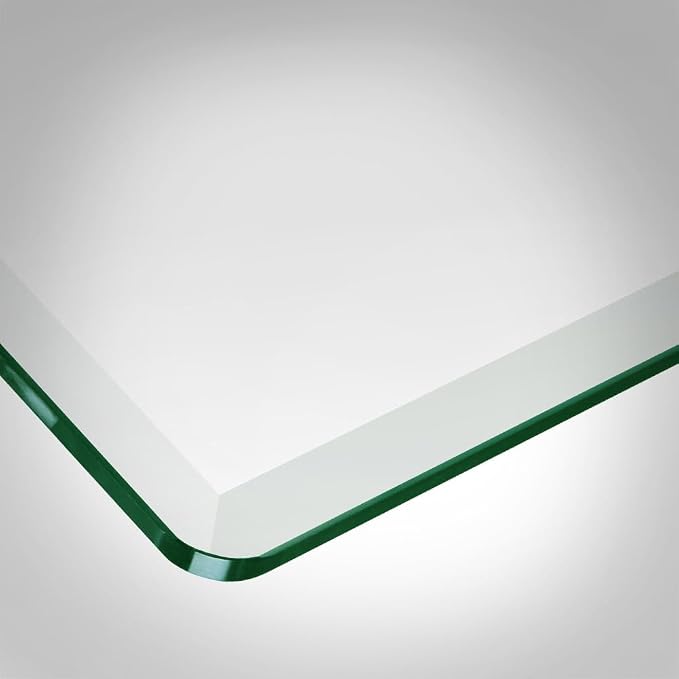 Dulles Glass 30X60 inch Rectangular Glass Table Top - Tempered - 3/8" Thick Glass Surface, Safe Beveled Edge, Radius Corners, Multipurpose for Dining Table, Patio, Coffee and End Table