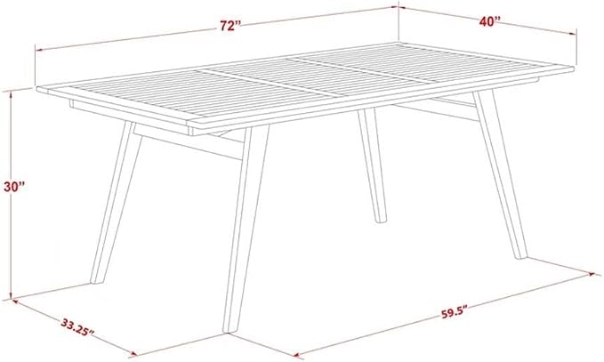 Pemberly Row Contemporary 5-Piece Outdoor Patio Dining Set, Natural Oil Finish, Rectangular Table with Folding Chairs, Lightweight Design, Space-Saving Outdoor Dining Furniture for Patio or Garden Use