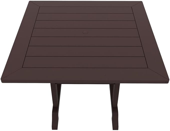 Costaelm Square Outdoor Dining Tables, 43'' Patio Table with Umbrella Hole for 4 Person, Balcony Outdoor Buffet Porch for Outside Lawn Porch Bistro Furniture, Dark Brown
