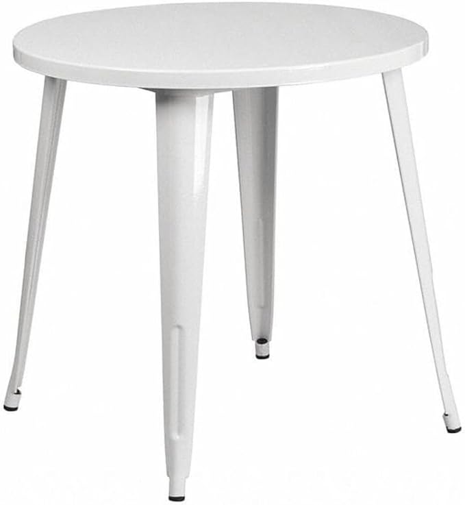 Flash Furniture Jeffrey Commercial Grade 30" Round White Metal Indoor-Outdoor Table