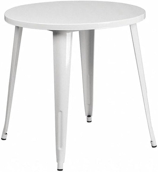 Flash Furniture Jeffrey Commercial Grade 30" Round White Metal Indoor-Outdoor Table