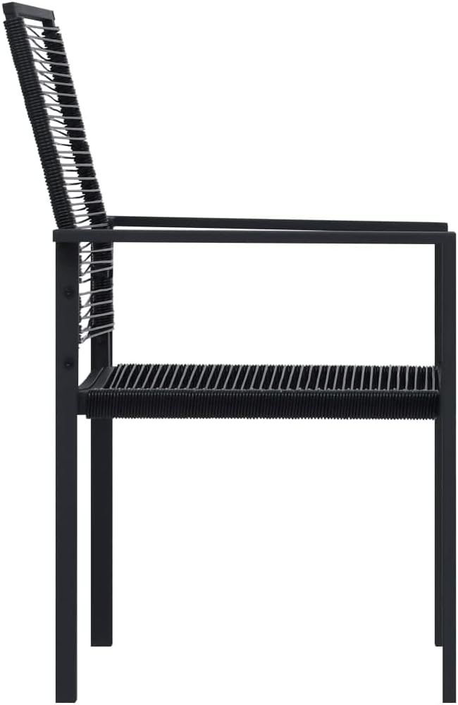 BOWERY HILL Contemporary 3-Piece Dining Set, Powder-Coated Steel Frame, Black Finish, Glass-Topped Table with 2 Chairs, Compact Outdoor Patio or Garden Furniture for Small Spaces