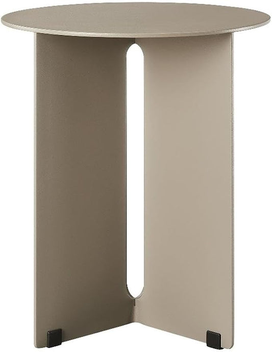 Modway Tecton Aluminum Outdoor Patio Round Side Table in Khaki - 15 inch Porch Garden Table - Tall Poolside End Table - Small Metal Accent Table - Powder-Coated Aluminum Patio Furniture