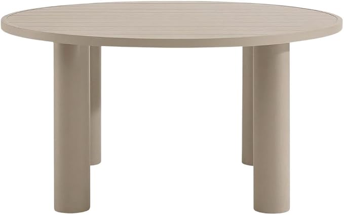 Gray Outdoor Patio 60-Inch Round Aluminum Dining Table with Durable Weather-Resistant Frame and Stylish Contemporary Design