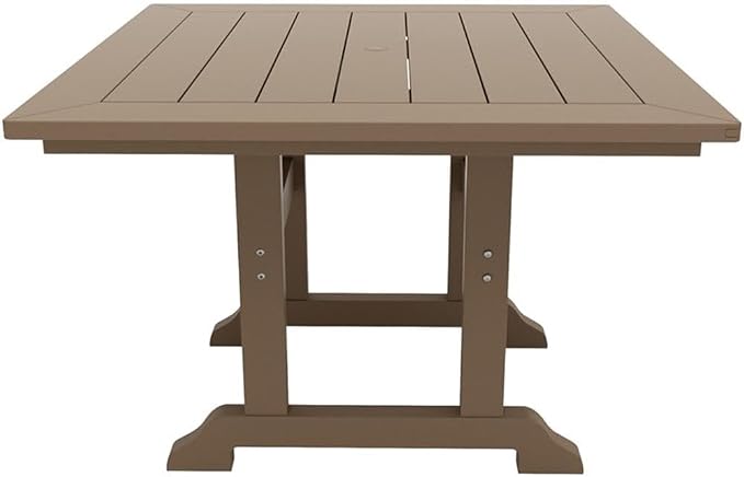 Costaelm Square Outdoor Dining Tables, 43'' Patio Table with Umbrella Hole for 4 Person, Balcony Outdoor Buffet Porch for Outside Lawn Porch Bistro Furniture, Weathered Wood