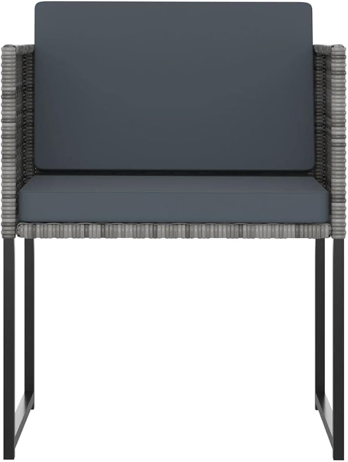 9-Piece Patio Dining Set, 8-Person Gray PE Rattan Outdoor Sectional Furniture with Tempered Glass Table, 4 Chairs, 4 Stools, and Anthracite Thick Cushions for Backyard, Garden and Porch