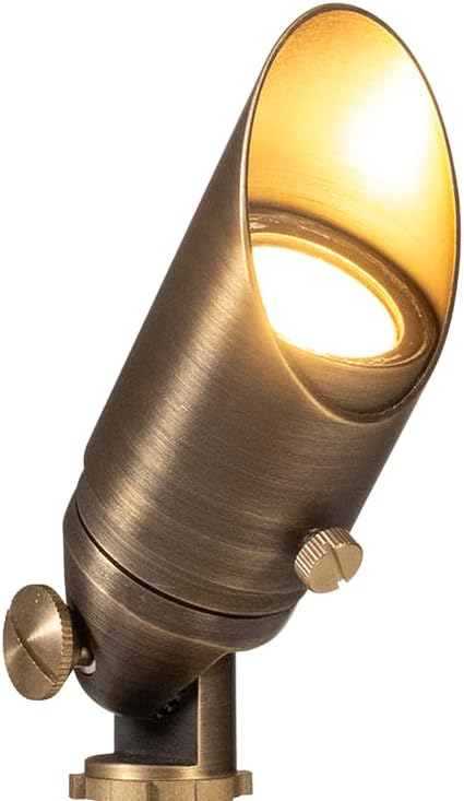 VOLT Top Dog Scotty 12V Cast Brass Mini Outdoor Spotlight (Bronze) with 4W 2700K Warm White 350 Lumen MR11 LED Bulb for Low Voltage Landscape Lighting of Yard, Lawn, Garden, Patio, Trees & House