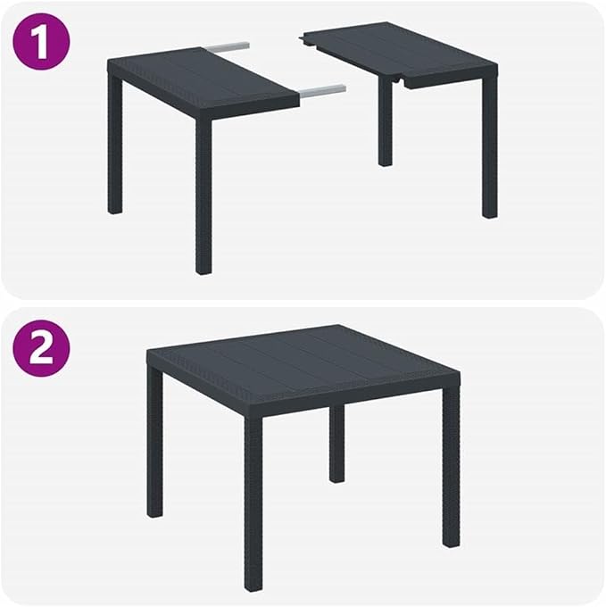 Afuera Living 5-Piece Poly Rattan Patio Dining Set, Anthracite Finish, UV-Resistant Material, Cushioned Armchairs, Square Table, Weather-Resistant Outdoor Furniture for Terrace or Garden Dining