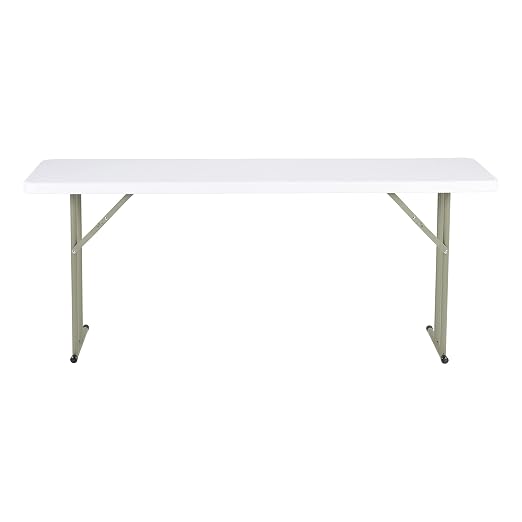 Norwood Commercial Furniture 6' Indoor/Outdoor Folding Training Table, Rectangular Blow-Molded Plastic Folding Training and Event Table, White
