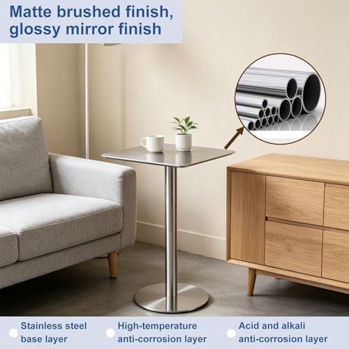 Modern Industrial Small Dining Table, Easy Assembly & Clean, 50x50x95cm, Perfect for Outdoor Bistro, Pub, Cafe, Bubble Tea Shop, Stylish Bar Table
