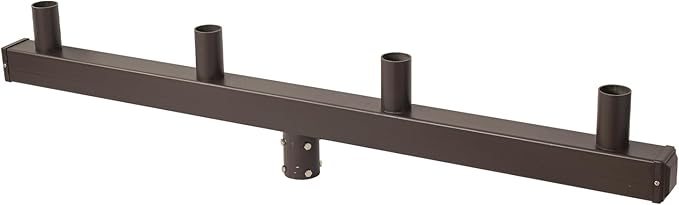 180 Degree Vertical Tenon Bullhorn Bracket for 4 Lights, Low Profile Bullhorn with 4 Arms, 2-3/8 in Slip Fitter Light Mounting for Parking Lot Pole Bracket Dark Bronze Heavy Steel