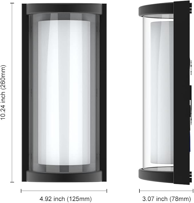 Modern Outdoor Wall Lights,Exterior Wall Sconce Lighting Fixtures,LED Wall Mounted Lamps,Matte Black Porch&Patio Light,IP65 Waterproof for Hallway Stairs Gardens(6000k)