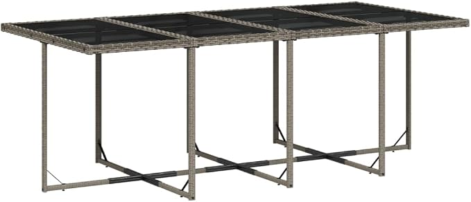 13 Piece Patio Dining Set with Cushions, Outdoor Rattan Dining Table Set for 8, Space-Saving Folding Chairs and Stools, UV Protected Gray Poly Rattan, Tempered Glass Easy 242. 5 lb Capacity