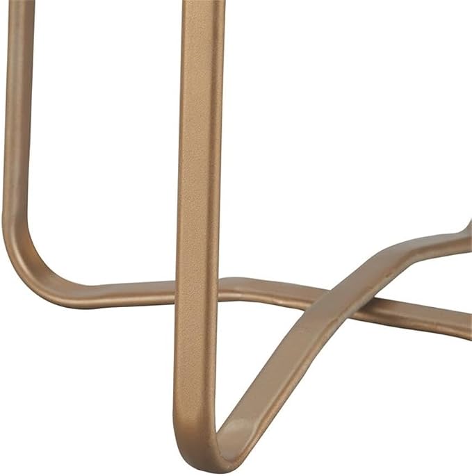 Afuera Living Modern Outdoor Side Table, 20" D x 20" W x 22" H, French Gold Metal Frame, Tempered Glass Top, Stylish Patio End Table for Drinks, Snacks, or Decorative Accents