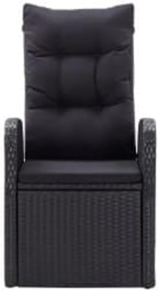 Afuera Living 5-Piece PE Rattan Patio Dining Set, Powder-Coated Steel Frame, Black Finish, Glass Top Table, Cushioned Chairs, Modern Space-Saving Design for Outdoor Garden, Patio, or Balcony Dining