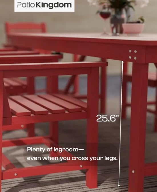 Outdoor Dining Chairs, Set of 2,Red | HDPE material, comfortable armrests, weather-resistant furniture, ideal for table match, backyard, deck, garden