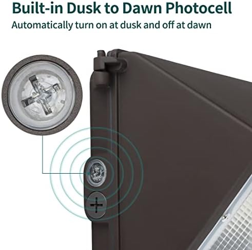 LED Wall Pack with Dusk-to-Dawn Photocell, 60W 7800lm 5000K 100-277V IP65 Waterproof Outdoor Wall Light Fixture, 150-200W HPS/MH Replacement, ETL/cETL Listed (Pack of 3)