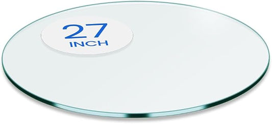 Dulles Glass 27" Round Glass Table Top, 1/4" Thick Clear Tempered Replacement Glass, Flat Polished Edge for Coffee, Dining, Patio Tables & Furniture Protection