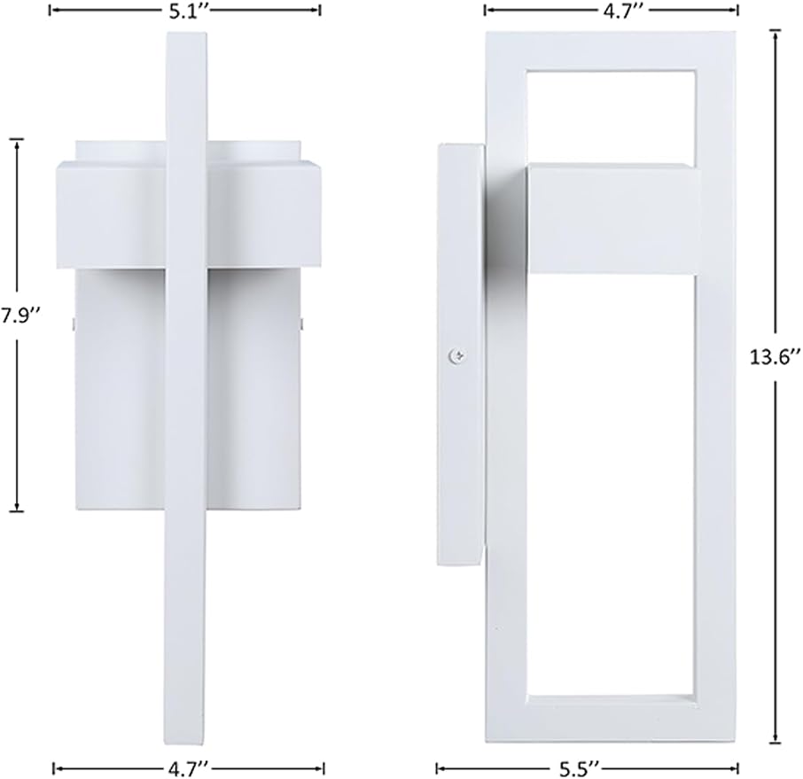LamQee Outdoor Wall Lights Modern Exterior Lighting Fixtures, 3000K Integrated LED Outdoor Wall Sconce Lighting 2 Packs, Matte White Outside Wall Mount Lights for House Front Door Porch Garage Patio