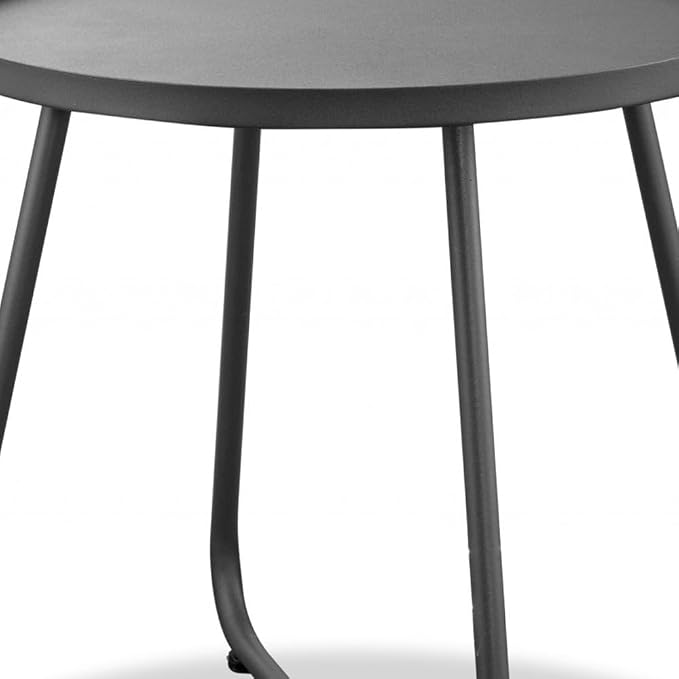 HomeRoots 18" Gray Rounded Aluminum Outdoor Side Table